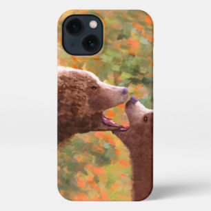 Grizzly Bear Mom y Cub Pintando Arte de Vida Silve