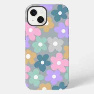 Groovy Daisy Flowers Gray Retro Boho Floral