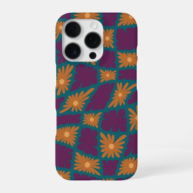 Funda Para iPhone Groovy Wavy Trippy Verificaciones de flores de los (Reverso)