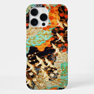 Funda Para iPhone 16 Pro Max GRULLAS VOLANDO CON FLORES DE PRIMAVERA Floral Jap