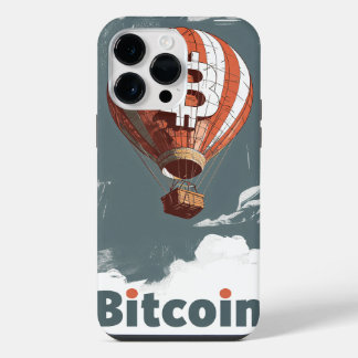 Funda Para iPhone 14 Pro Max Grunge Bitcoin hot air balloon Blockchain design