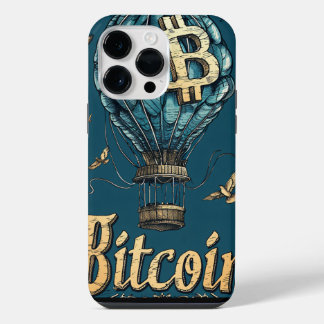 Funda Para iPhone 14 Pro Max Grunge Bitcoin hot air balloon Blockchain design