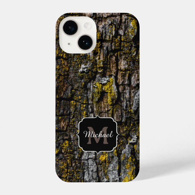 Funda Para iPhone Guay Brown mezsy madera corteza liquen amarillo Mo (Reverso )