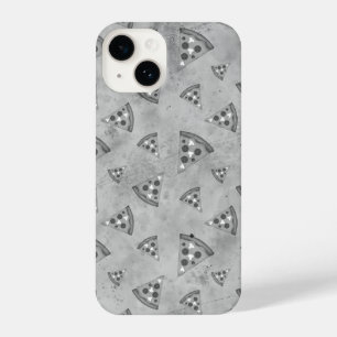 Funda Para iPhone 14 Guay pizza slices vintage patrón gris blanco negro