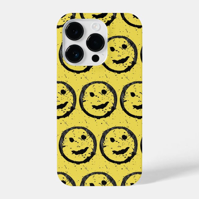 Funda Para iPhone Guay Seted Happy Sonriente patrón de cara amarillo (Reverso )