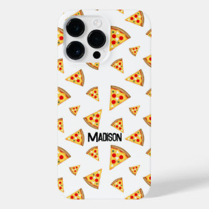 Funda Para iPhone 14 Pro Max Guay y el patrón de pizzas divertidas Nombre perso
