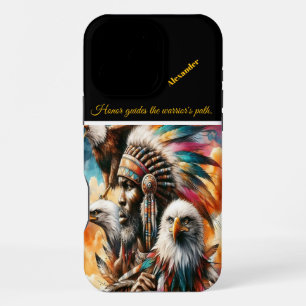 Funda Para iPhone 16 Pro Max Guerrero africano con águilas.