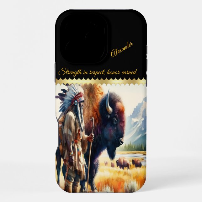 Funda Para iPhone Guerrero con bisonte. (Reverso )