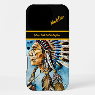 Funda Para iPhone 16 Pro Max Guerrero indio nativo: patrones tribales