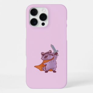 Funda Para iPhone 16 Pro Max Guerrero Mapache de Fantasía Lindo con Espada y Ca