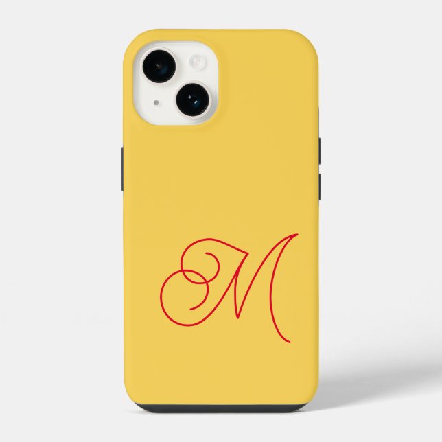 Funda Para iPhone Guion clásico monogramado rojo amarillo simple (Reverso )
