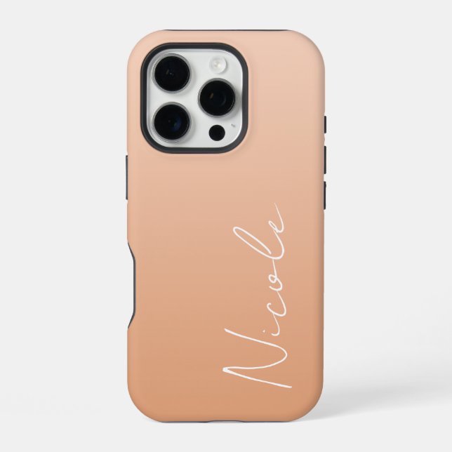Funda Para iPhone Guión de escritura de degradado naranja personaliz (Reverso )
