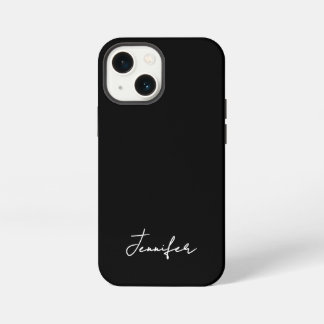 Funda Para iPhone 13 Mini Guión de firma de nombre personalizado negro minim