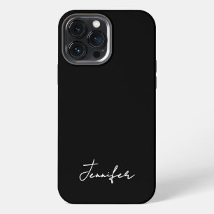 Funda Para iPhone 13 Pro Max Guión de firma de nombre personalizado negro minim