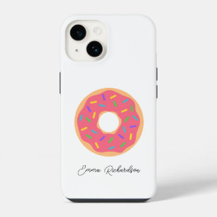 Funda Para iPhone 14 Guion de nombre de monograma elegante Donut simple