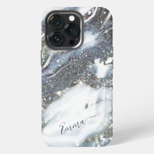 Funda Para iPhone 13 Pro Guión de nombre personalizado del purpurina bling 