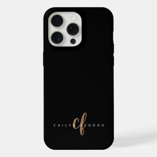Guión femenino de oro negro moderno monogramado