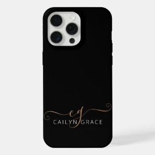 Guión femenino de oro negro moderno monogramado