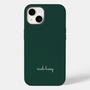 Funda Para iPhone 14 Guión Verde Esmeralda Monograma Moderno Elegante