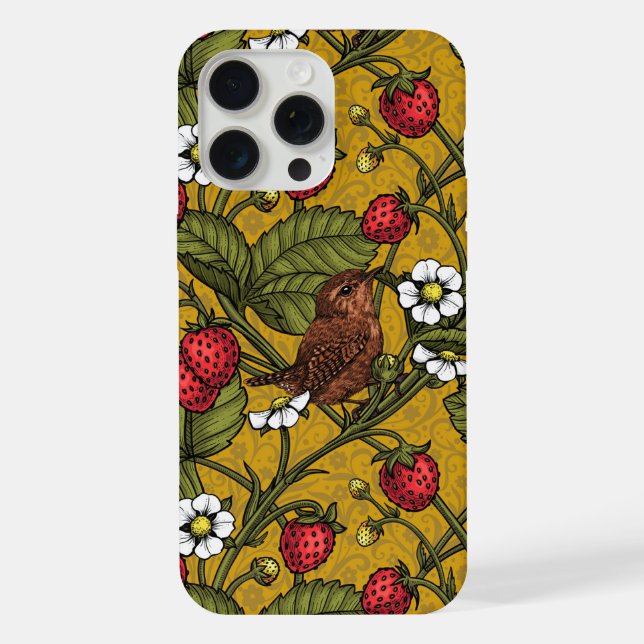 Funda Para iPhone Guirnaldas y fresas en mostaza (Reverso )