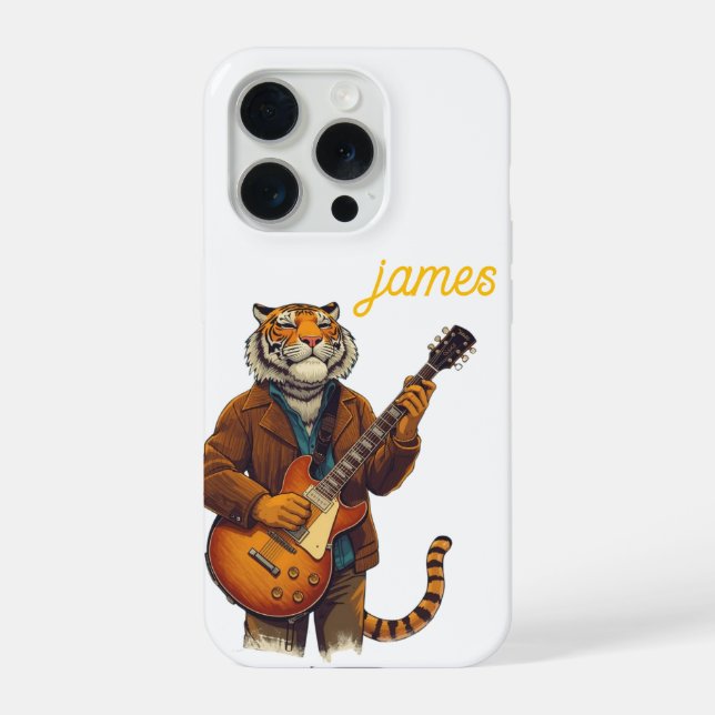 Funda Para iPhone guitarist tiger (Reverso )