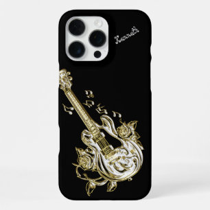 Funda Para iPhone 16 Pro Max Guitarra dorada crea armonía radiante