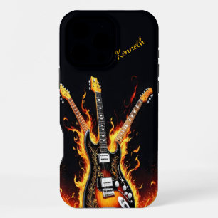 Funda Para iPhone 16 Pro Max Guitarras eléctricas estallaron en llamas al atard