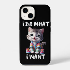 Funda Para iPhone 14 Hago Lo Que Necesito Casos De Teléfono IP Cute Cat