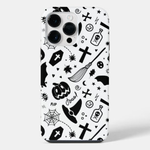 Funda Para iPhone 14 Pro Max Halloween blanco y negro, espeluznante tradicional