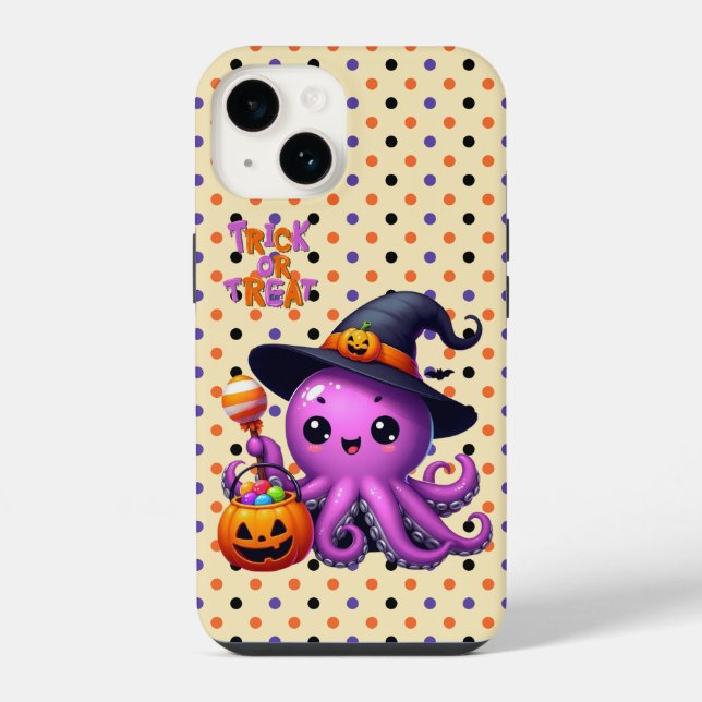 Funda Para iPhone Halloween de pulpo truco o truco (Reverso )