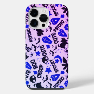 Funda Para iPhone 14 Pro Max Halloween morado, azul y negro lindo y divertido