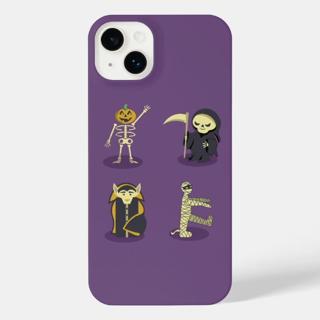 Funda Para iPhone Halloween Skeleton Dracula Mummy Grim Reaper (Reverso )