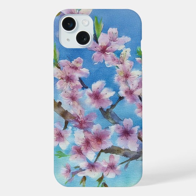 Funda Para iPhone Hand Painted Trendy Watercolour Cherry Blossoms (Reverso )