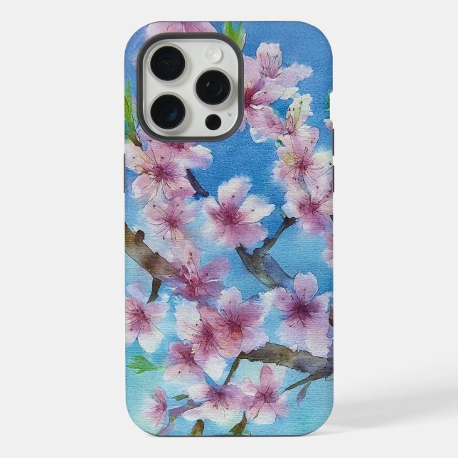 Funda Para iPhone Hand Painted Trendy Watercolour Cherry Blossoms (Reverso )