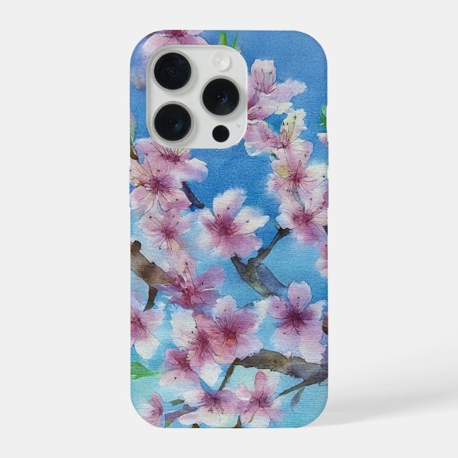 Funda Para iPhone Hand Painted Trendy Watercolour Cherry Blossoms (Reverso )
