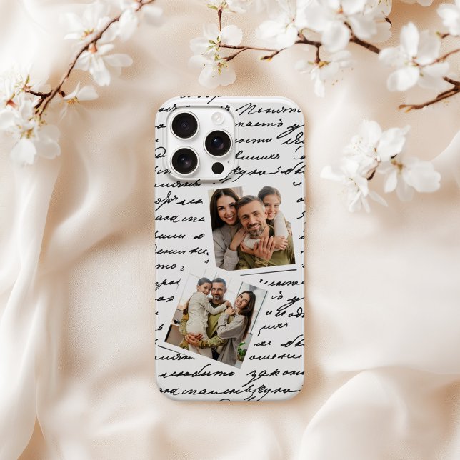 Funda Para iPhone Handwritten Script Personalized 2 Photo Layout (Subido por el creador)