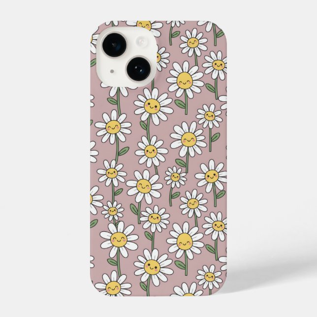 Funda Para iPhone Happy Daisy Smiles Pink Floral Pattern (Reverso )