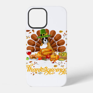 Funda Para iPhone 12 Happy Thanksgiving Boxer Turkey Dog Lover Gift