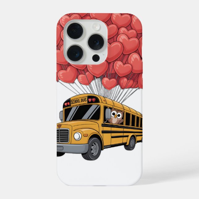 Funda Para iPhone Happy Valentine's Day Bus with Owl (Reverso )