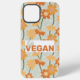 Funda Para iPhone 12 Pro Max ¡Hazte vegano! Flores retro discretas de los 70