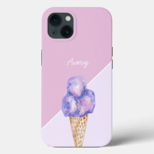 Helado de acuarela morada personalizado