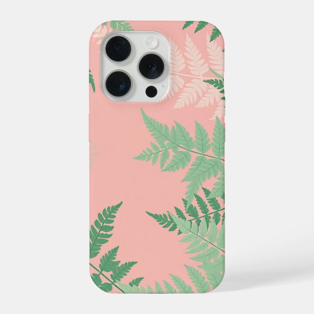 Funda Para iPhone Helecho de hoja rosa sonrojado verde botánico mode (Reverso )
