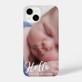 Funda Para iPhone 14 Hello Baby Boy Photo Simple Script Personalizado