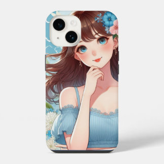 Funda Para iPhone 14 Her Sky-Blue Gaze iPhone / iPad ケース