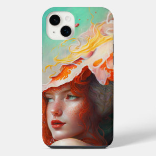 Funda Para iPhone 14 Plus Hermosa Chica Artística Abstracta Pelirroja