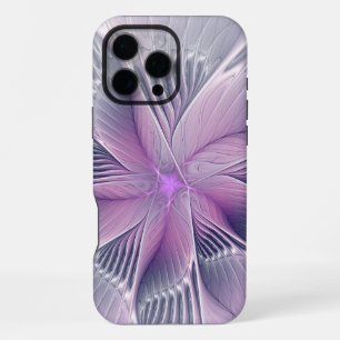 Funda Para iPhone 16 Pro Max Hermosa Flor Rosa Arte Abstracto Fractal Moderno