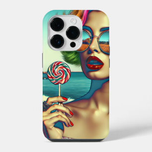Funda Para iPhone 14 Pro Hermosa mujer de arte pop retro con pop