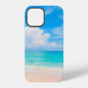 Funda Para iPhone 12 Hermosa playa tropical con cielo azul y c blanco
