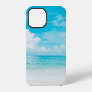 Funda Para iPhone 12 Hermosa playa tropical con cielo azul y c blanco