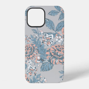 Funda Para iPhone 12 Hermosas flores. Adornos monocromos. Patrón contin